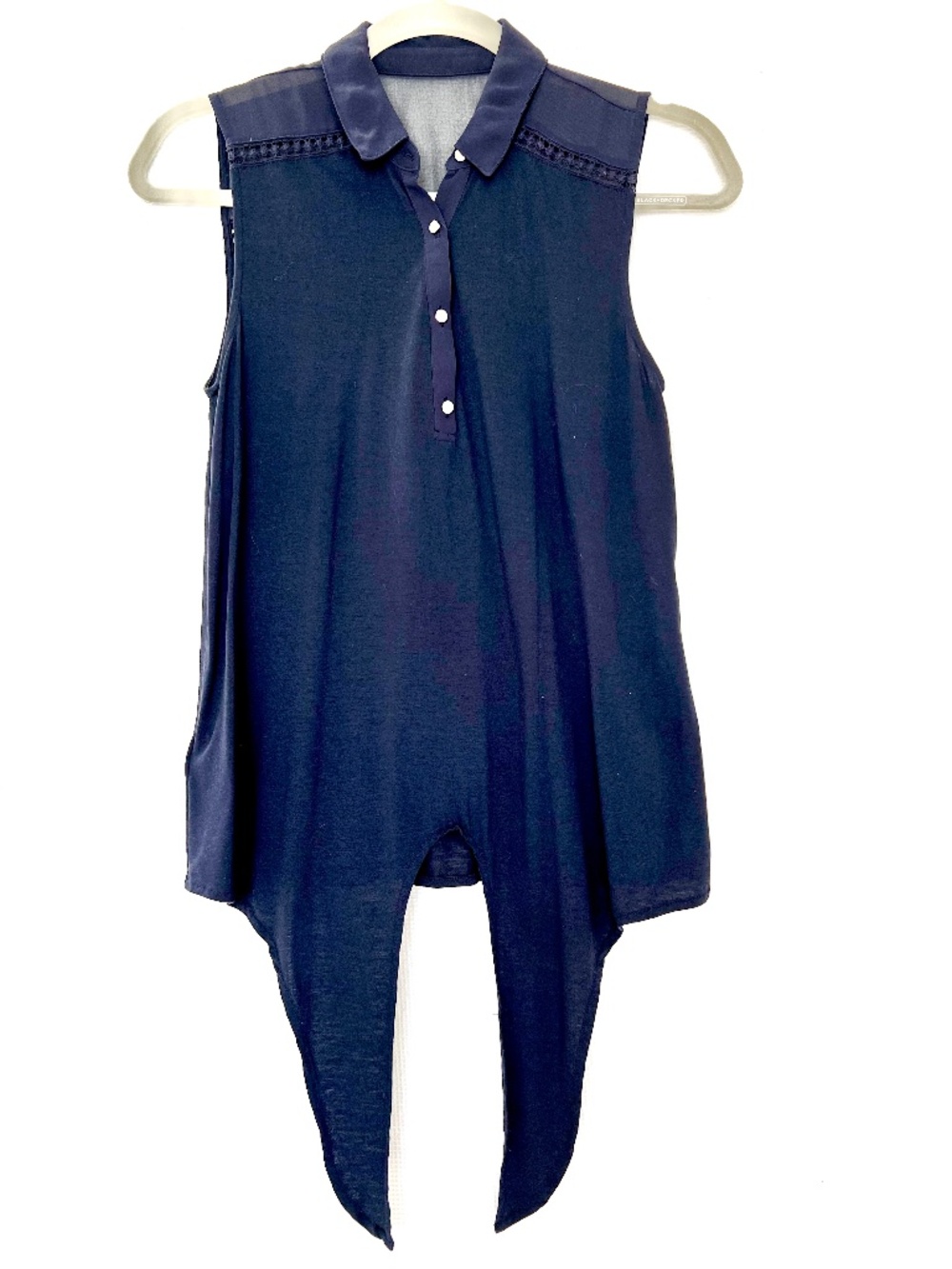 Ann Taylor Navy Sleeveless Handkerchief Hem Tunic Blouse XS